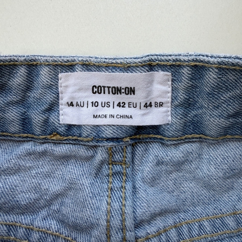 Cotton On Light Wash Denim Mini Skirt Womens 10 US High Rise 5-Pocket 2008276 - Picture 4 of 5